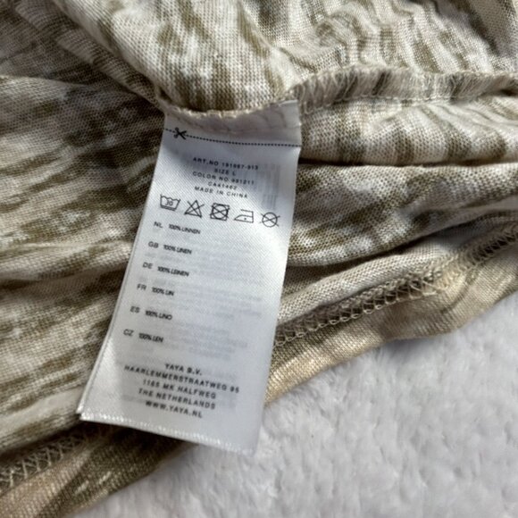 Yaya Womens Army Green Design Loose-Fit V-Neck Linen Top Large Lightweight New - Picture 4 of 8